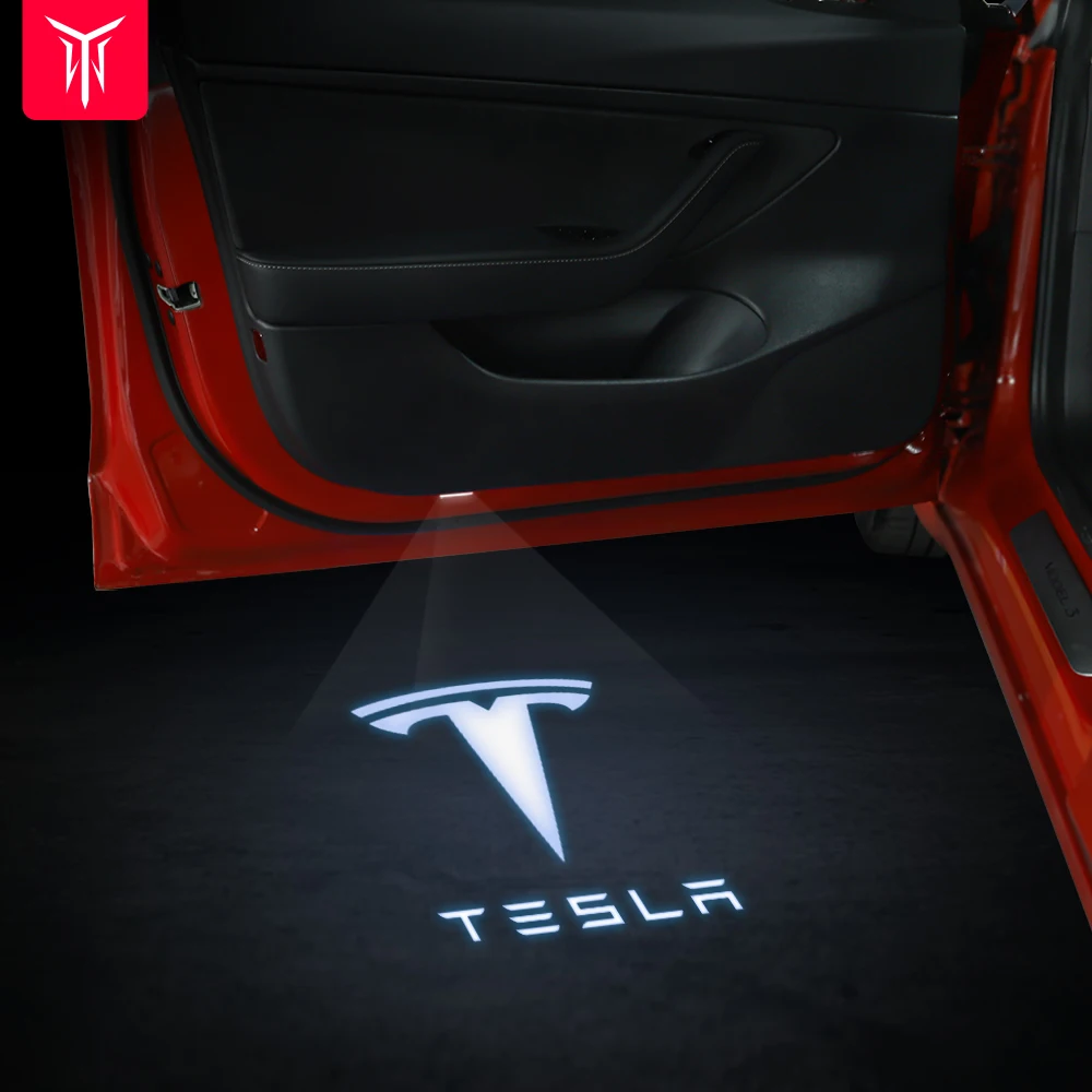 

YZ For Tesla Model 3 Y S X 2021 Car Door Lights For Tesla Logo Puddle Lights LED Welcome Light Model3 Model Y X S Accessories