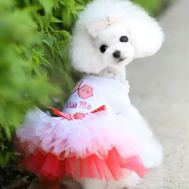 

50@ Dog Dresses Pet Puppy Small Dog Cat Lace Skirt Princess Tutu Dress Clothes Costume Pet Dress Pink Soft Sleeveless