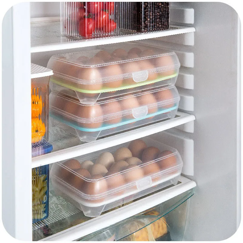 

15 Eggs Holder Food Storage Case Home Kitchen Simple Multipurpose Egg Food Container Useful Refrigerator Eggs Storage Box