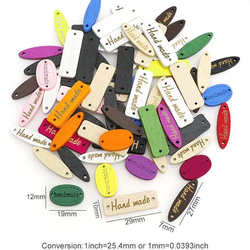 50 шт. деревянные прямоугольные круглые пуговицы ручной работы для шитья