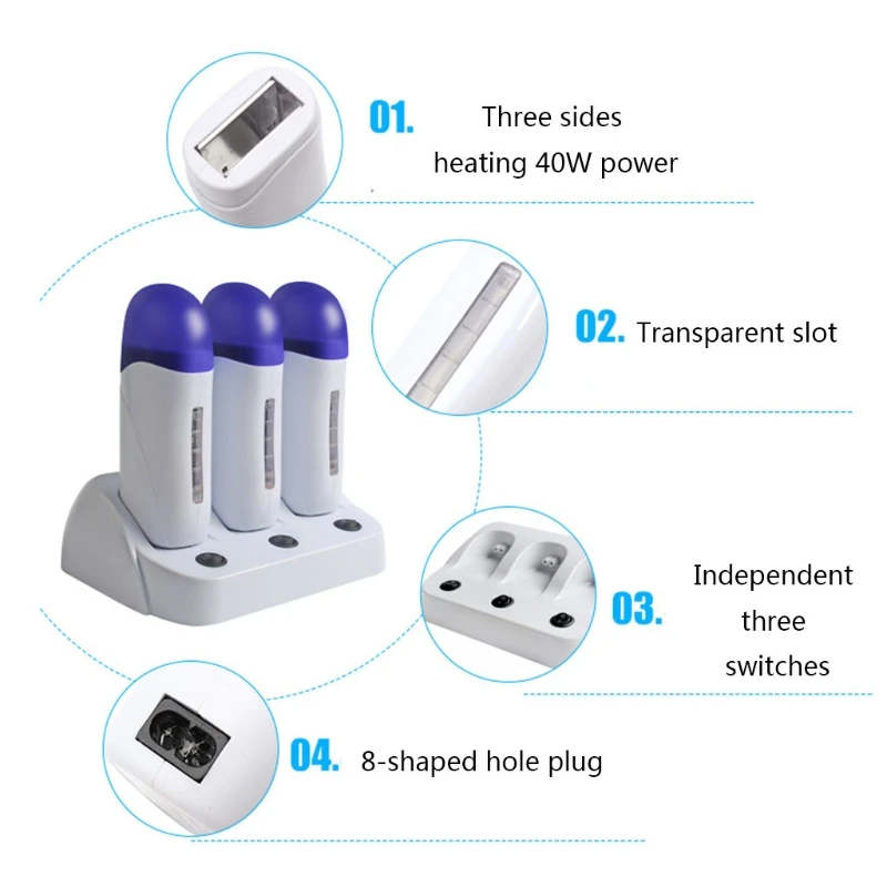 

Multifunction Hot Wax Depilatory Roller Body Painless Hair Removal Heater Cartridge Warmer Waxing Epilator MachineU1JE