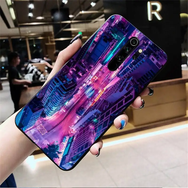 CUTEWANAN Neon Vaporwave City Новое поступление черный чехол для телефона Redmi Note 8 8A 8T 7 6 6A 5 5A 4 4X