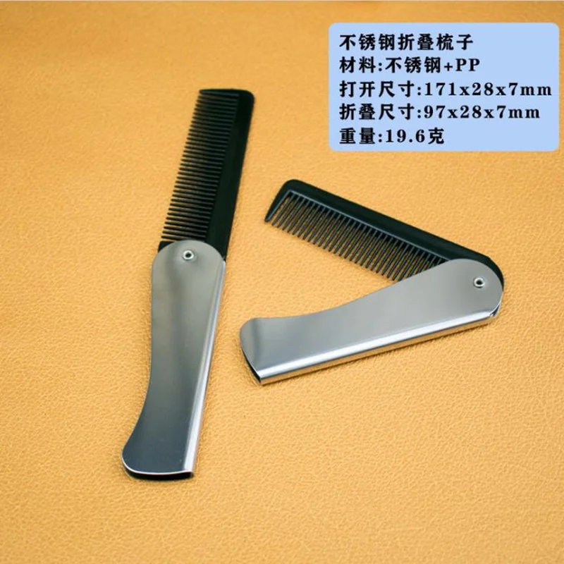 

1pc Metal Plastic high quality Mens Womens Beauty Handmade Folding Pocket Clip Hair Moustache Beard Comb or Styling Hairdressing