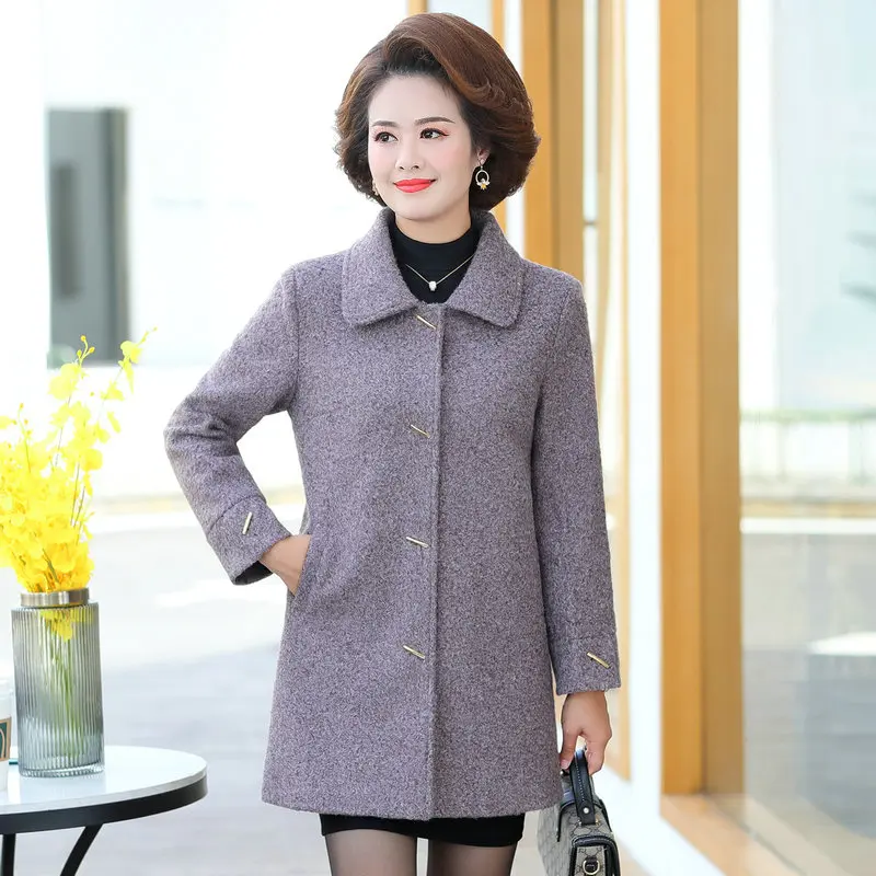 

Autumn Tweed Coat Women Elegant Wool Blend Overcoat Purple Green Coffee Red Wool Blend Jacket single-breasted Costumn Woman New