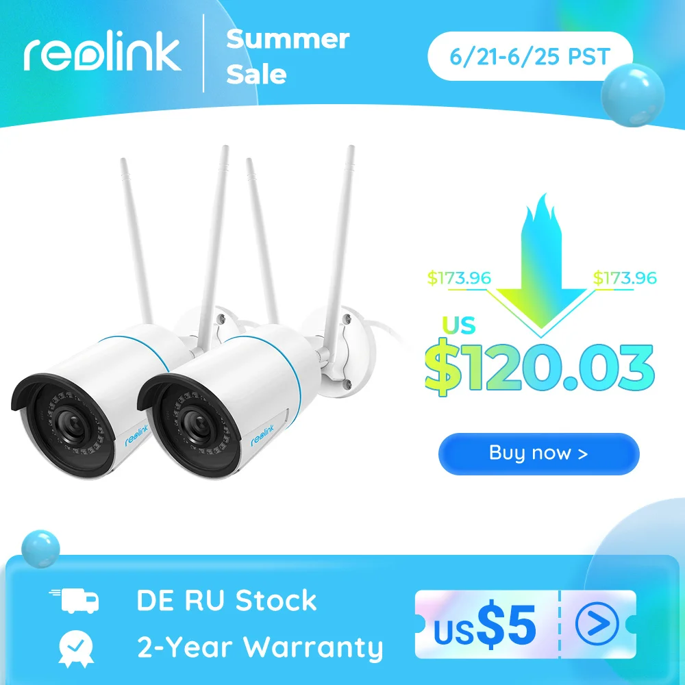 Reolink [2 упаковки] 2 4G/5 ГГц слот для карты ночного видения SD 256 ГБ водонепроницаемый