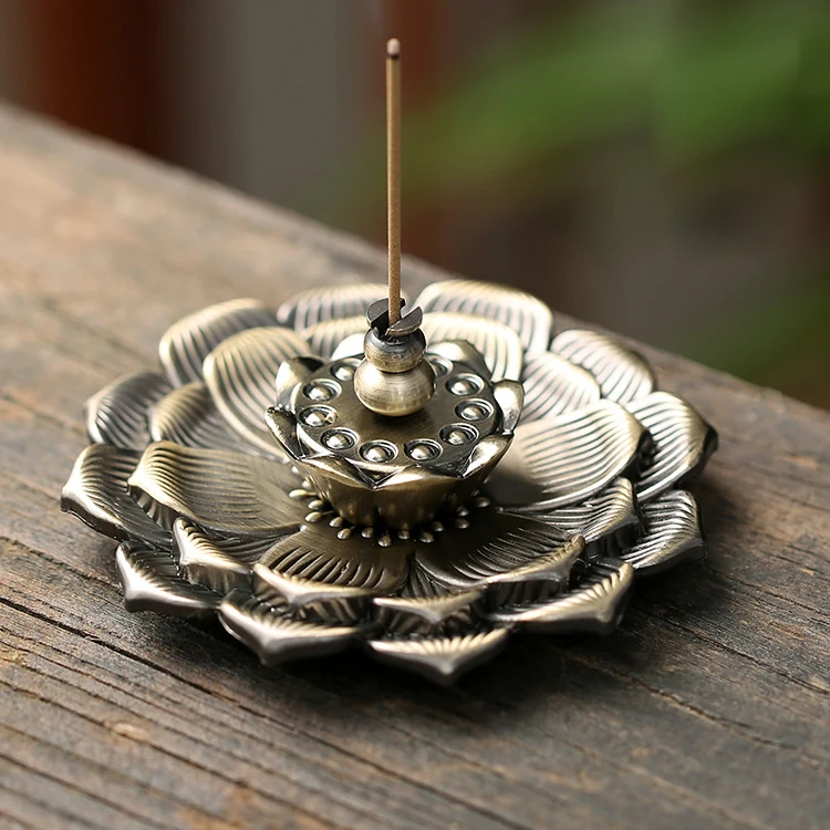 

New 1PC Alloy Incense Burner Stick Holder Plate Buddhism Lotus Censer Bronze Nasturtium Incense Burner