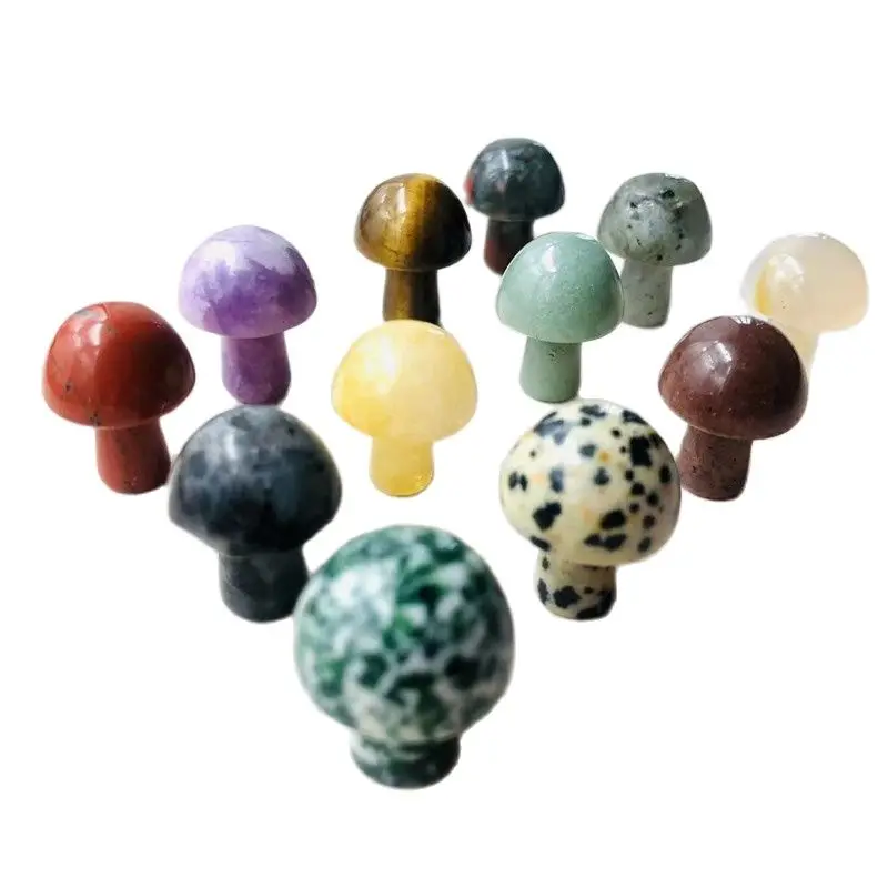 

1pcs Colorful Mini Mushrooms Natural Tiger Eye Quartz All Kinds Of Gemstone Carving Crafts Crystal Mushrooms For Home Decoration