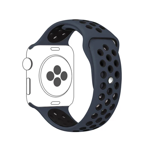 Mid blue black 20 Спортивный ремешок для часов для apple watch группа 4 5 44 мм 40 мм, 42 мм, 38 мм, версия наручных часов iwatch, браслет series 5/4/3/2/1 силиконовый ремешок для часов с резиновой лентой - Цвет ремешка: Mid blue black 20