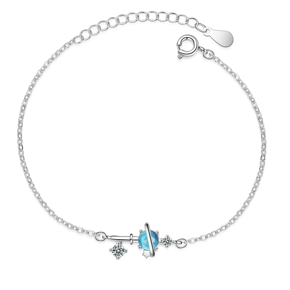 Браслет подвеска Dream Blue Crystal Universe Planet Star серебристый циркониевый браслет с
