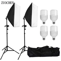 zuochen photo studio softbox lights continuous lighting kit with 2pcs soft box4 led blub2 tripod stand for facebook live