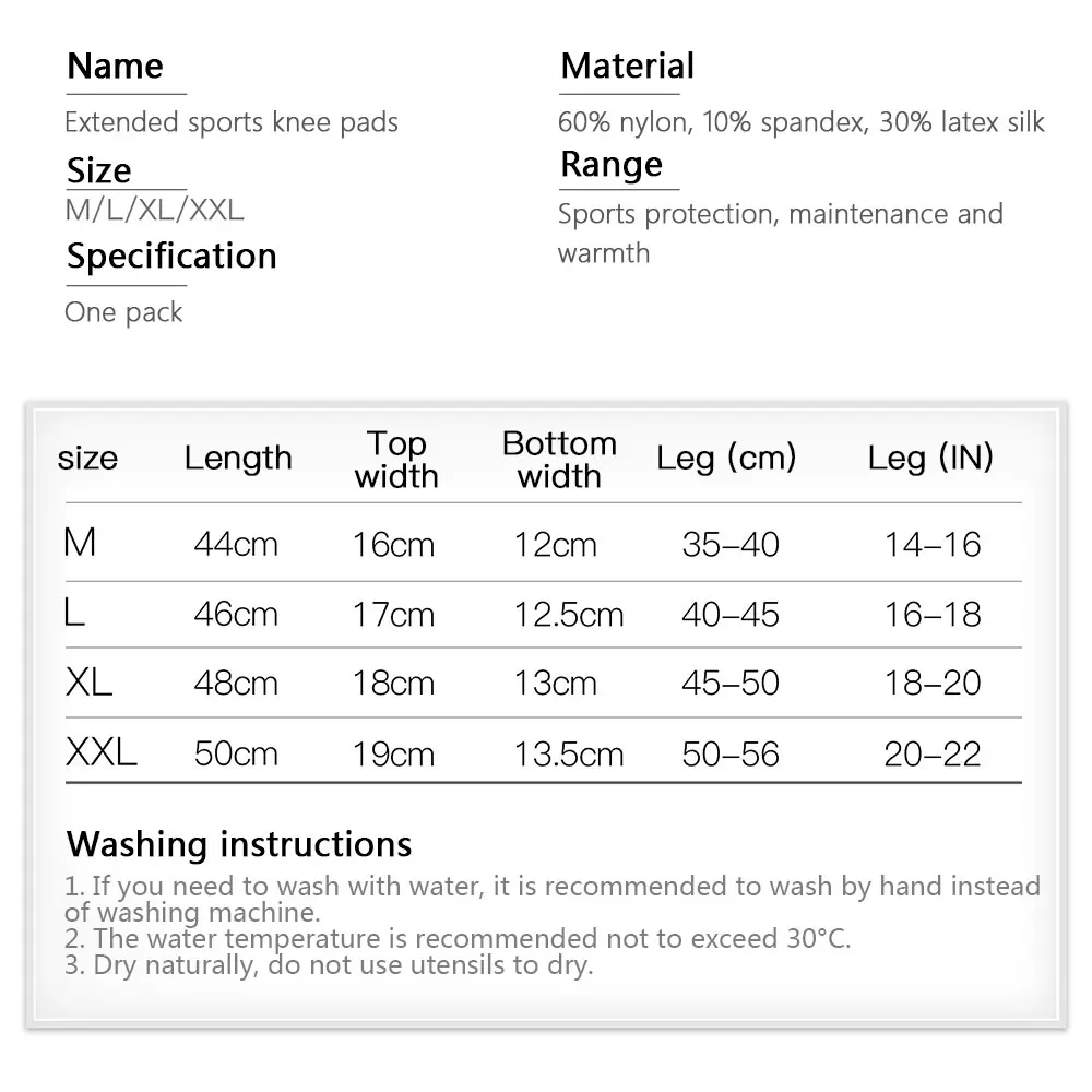 

Anti-Slip lengthen Knee Pad Long Leg Sleeve Bandage Compression Knee Brace Sports Warmth Leg Support Elastic Knee Protector