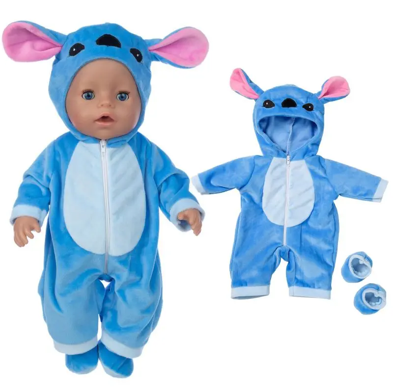 

2021 Baby New Born Fit 17 inch 43cm Doll Accessories Warm Jumpsuit Doll Clothes For Baby Gift
