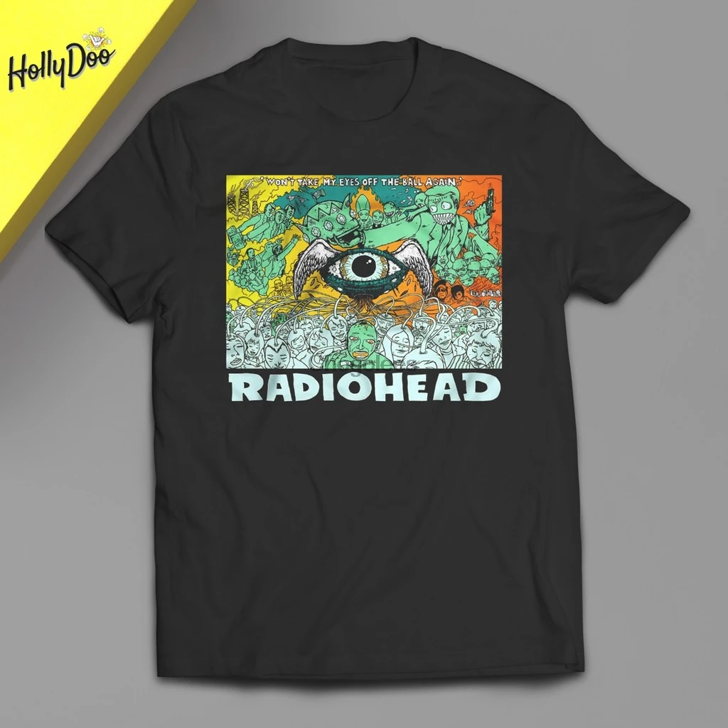 Футболка с надписью радио голова не будет снова снимать глаза мяча |