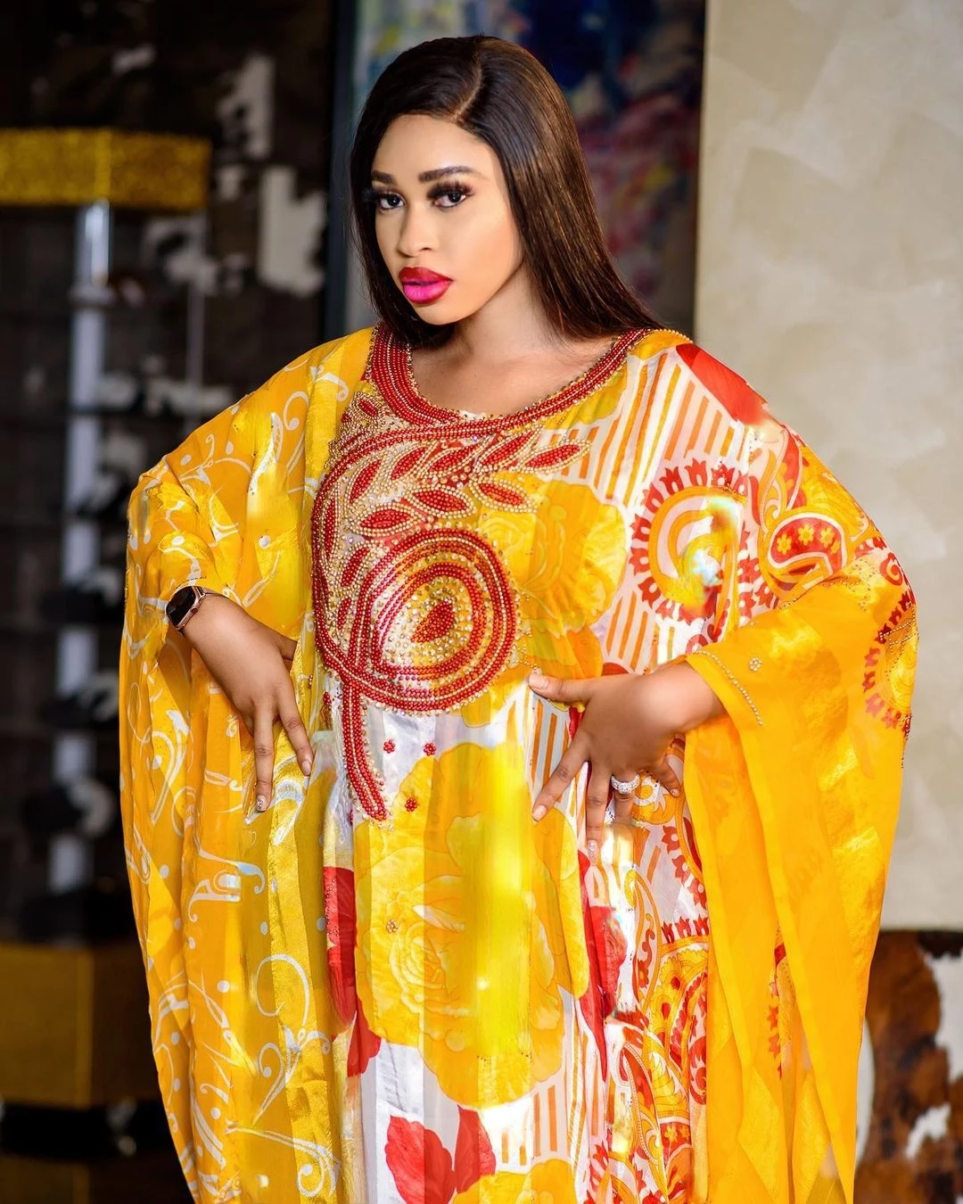 

Африканская одежда, халат, длинные африканские платья для женщин, одежда большого размера, Дашики, шифоновые бусины, абайя, мусульманское пл...