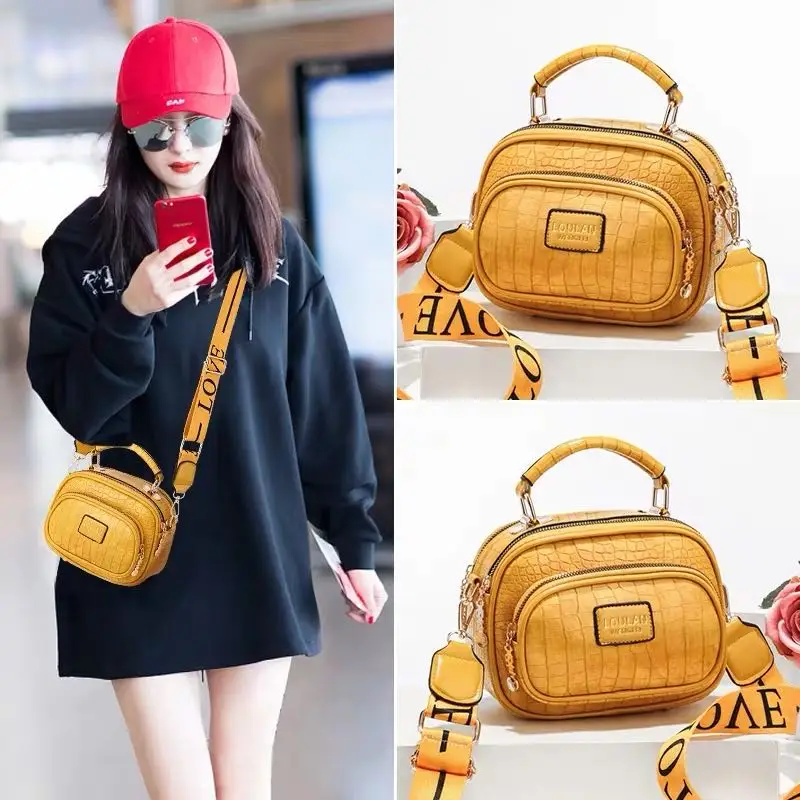 wide shoulder women bags alligator pattern small square bag simple soft pu leather shoulder bags pu leather bags solid handbags free global shipping