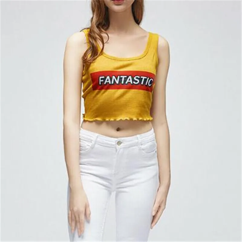 Женские сексуальные летние майки Новые однотонные облегающие топы с буквенным