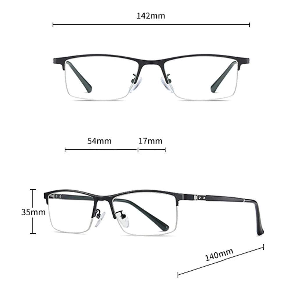 Veshion Anti Blue Light Rectangular Glasses for Men Half Frame Gold Tr90 Optical Male Clear Lens Semi-rimless | Аксессуары для