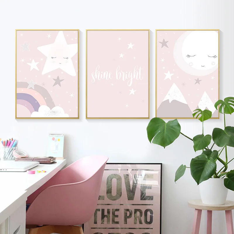 

Baby Nursery Quotes Wall Art Canvas Poster Cartoon Wall Art Painting Heart Print Nordic Decoration Picture Kid Bedroom Decor