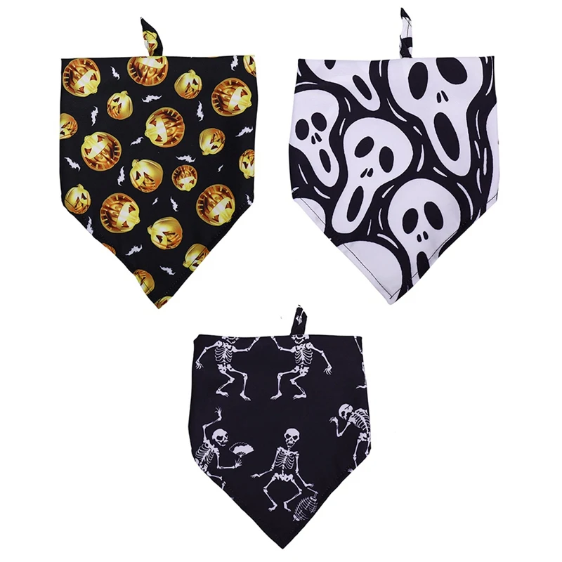

Pet Dog Bandana Halloween Skull Pumpkin Printed Pet Scarf Bibs For Small Large Dog Cat Collar Party Grooming Accessories # L3
