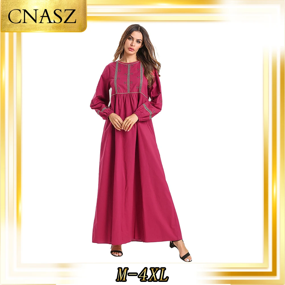 Abaya turkish autumn moroccan kaftan gown fashion simple embroidered dress muslim robes loose abaya femme long skirt | Тематическая