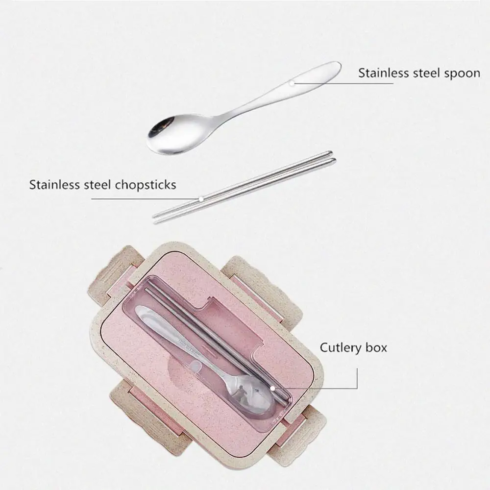 Ланч бокс из пшеничной соломы бэнто боксы для микроволновой печи набор 3