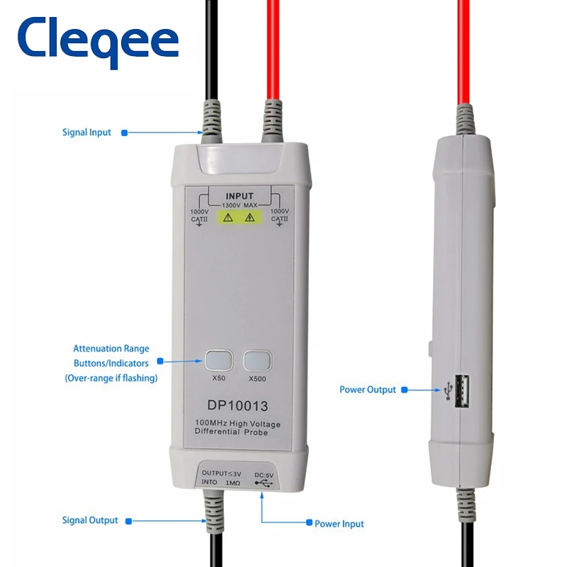 Комплект высоковольтного дифференциального зонда Cleqee DP10013 1300 в 100 МГц время