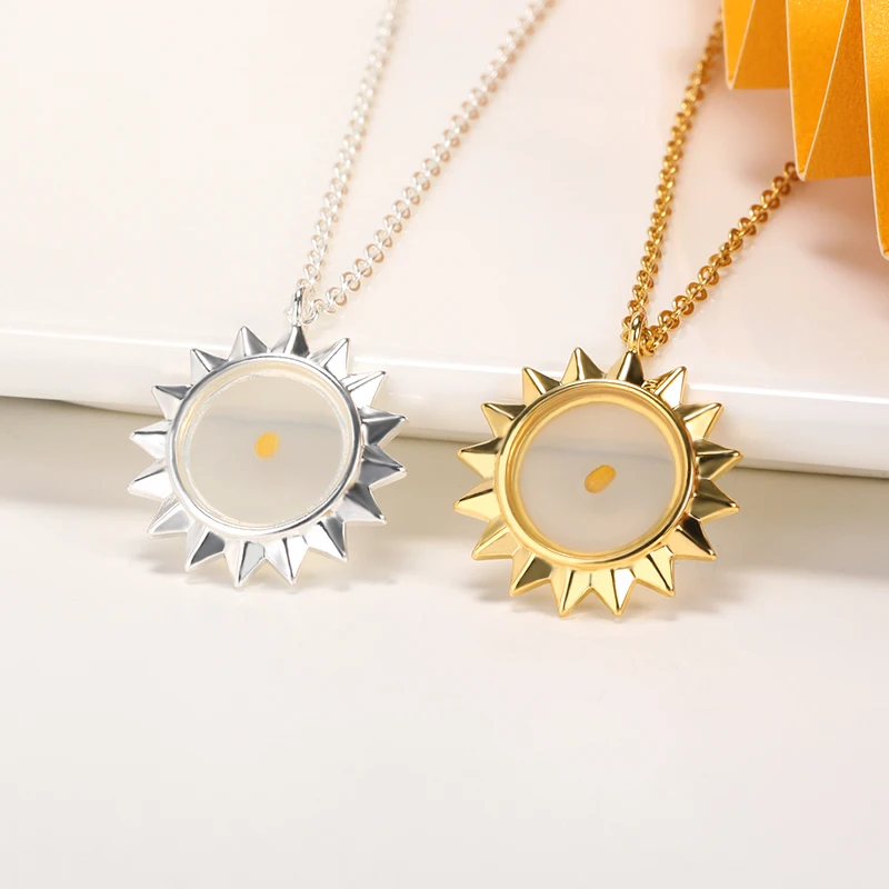

New Sun Shape Pendant Necklace For Women Mustard Seed Necklace Copper Simple Fashion Exquisite Jewelry Holiday Party Gift