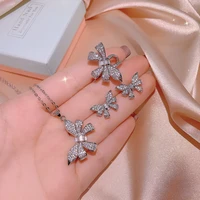 exquisite and unique bow earrings ring necklace set aaaa senior zircon ladies set jewelry 925 ladies set ornaments
