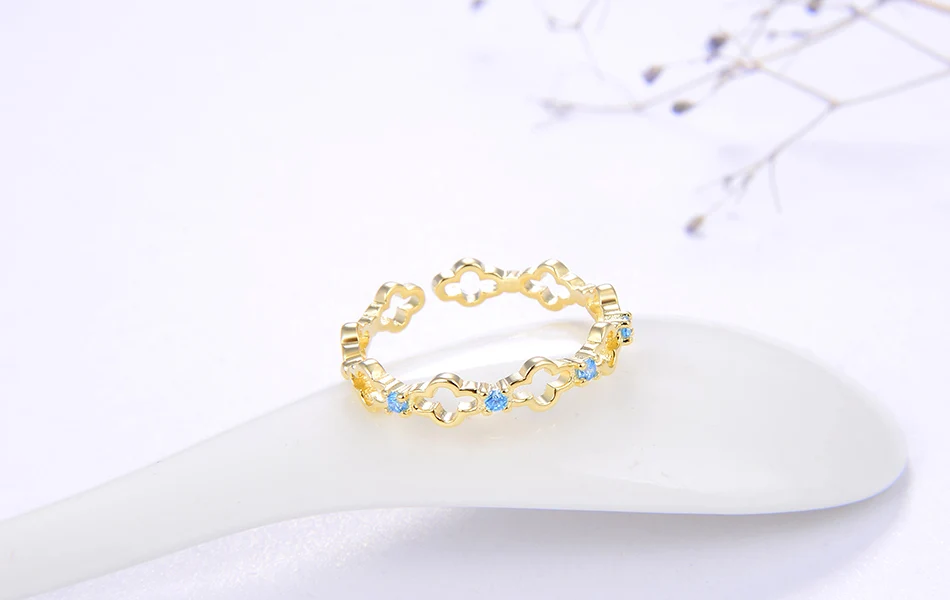ORSA JEWELS кольцо чистый 925 Серебряные Регулируемые кольца для Для женщин 4 стиль Дополнительный синий и ясно AAAA фианит укладки вогнутые кольца ювелирные изделия SR140