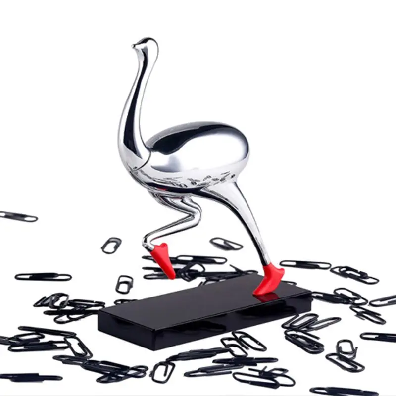 

Ostrich Magnetic Desktop Paper Clip Holder Dispenser Office Gift Supplies Decoration