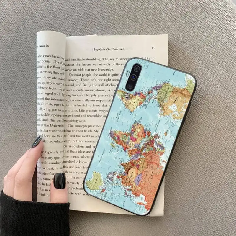 

world map color sea pattern Phone Case For Samsung galaxy S 7 8 9 10 20 edge A 6 10 20 30 50 51 70 note 10 plus