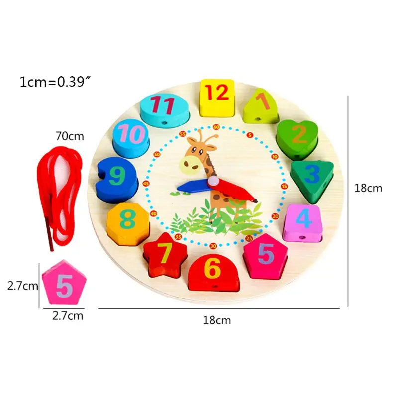 

Cartoon Wooden Clock Educational Learning Sorting Clock Puzzle Cognition Play Toy for Kids Toddlers Baby