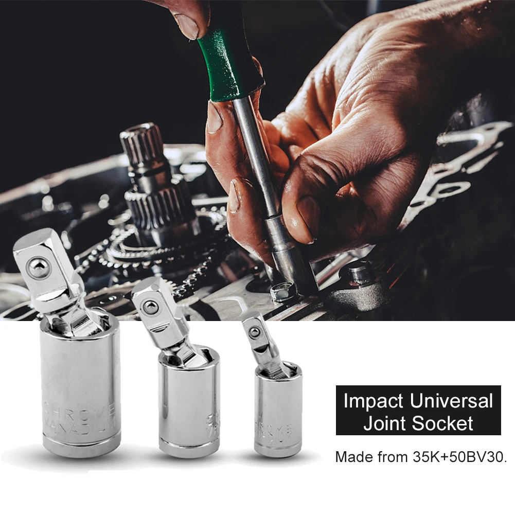 

3pcs Manual Adapter 360 Degree Rotation For Extension Bars Swivel Repair Universal Joint Socket Set Tool Durable Accessories