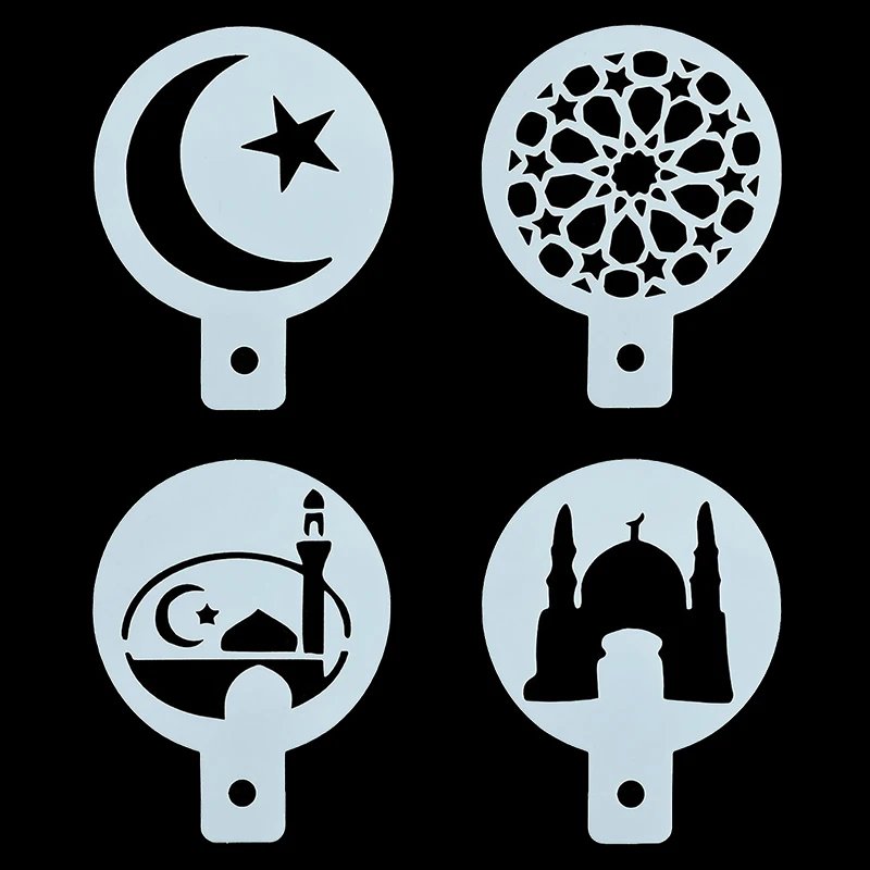 Трафареты 8 шт./компл. Eid Mubarak тема капучино кофе цветок трафареты для распыления