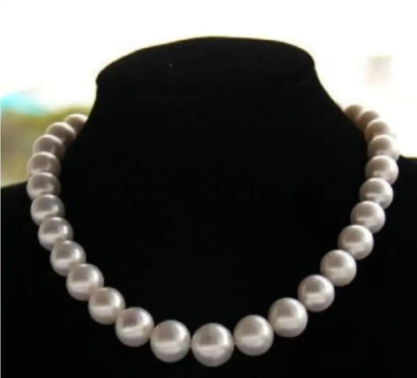 

noble jewelr 12-14mm natural tahitian south sea white pearl necklace 45cm 14k