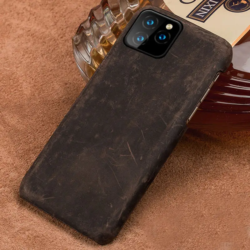 brown Подлинный подтягивающий кожаный чехол для телефона для iphone 11 11 Pro 11 Pro Max X XS XR XSMAX 6s 7 8 Plus 6 5 5S SE Plus Crazy чехол в виде лошади - Цвет: brown