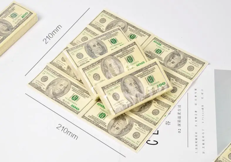 10 шт./компл. 100 долларов туалетная бумага для салфеток с принтом натуральный