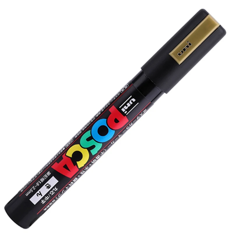 6/15 шт Uni Posca PC-5M Краска Маркер-средний Tip-1.8mm-2.5mm 17 цветов - Цвет: 6pcs Gold