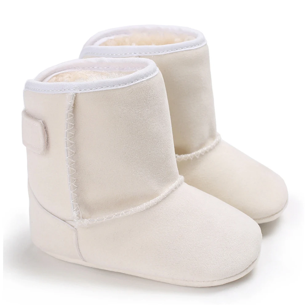 

Baby Girl Boots Toddlers Shoes Inside Plush Children Snow Booties Kids Winter Walking Footwear First Walker Soft Soled Warm 3-8m