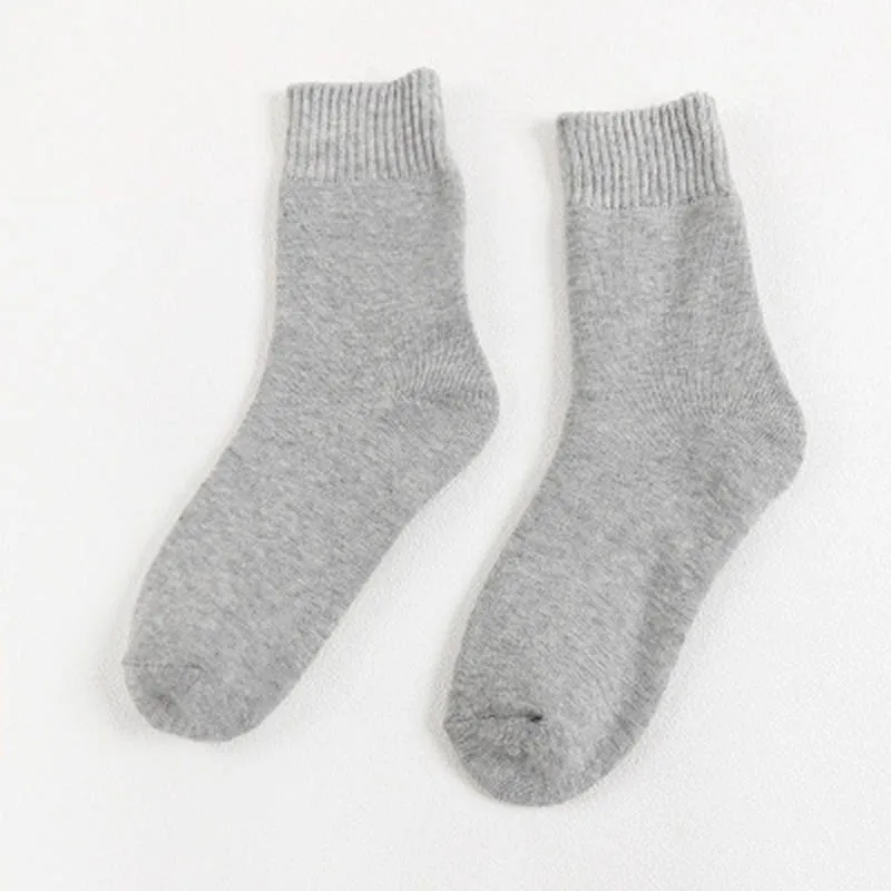 B grey LKWDer 3 Pairs Winter Warm Socks For Women Solid Color Thick Wool Rabbit Hair Socks Snow Against Cold Warm Cotton Sock Sox Meias - Цвет: B grey