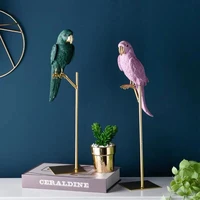 art european style decoration ornament resin with copper color parrot statue home office creative decoration crafts