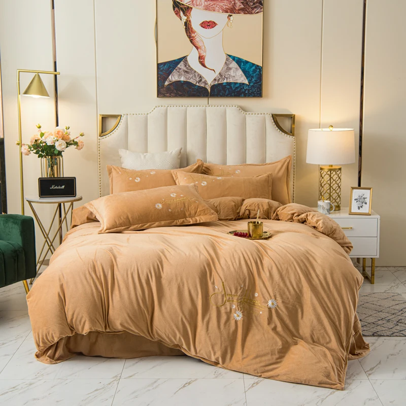 

Simple Bedding sets Style Home Textile Quilt Cover Soft Skin-Friendly Oversized Four-Piece Bedding Comforter Bedding Sets 4pcs