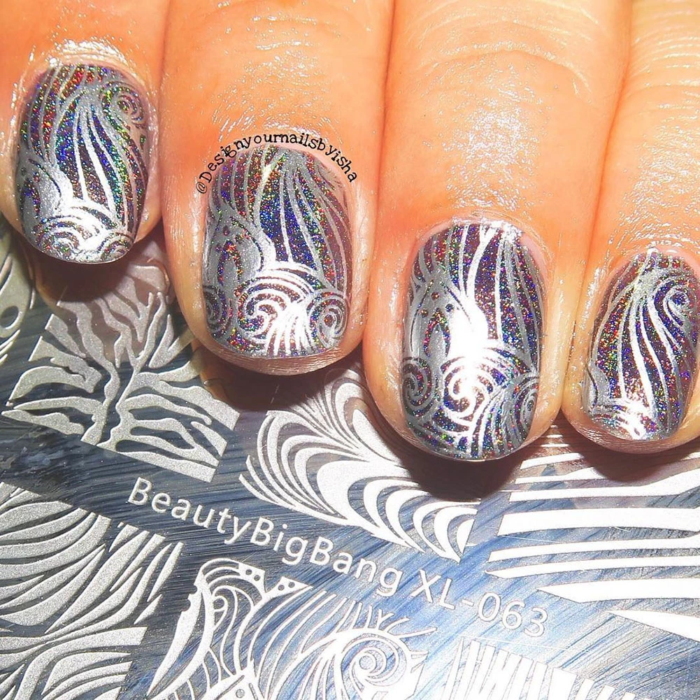 BeautyBigBang 6*12 см прямоугольная пластина для стемпинга ногтей водный мрамор