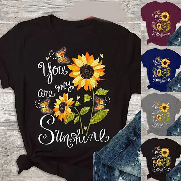 Футболка с графическим принтом You Are My Sunshine Butterfly Sunflower футболка художественным