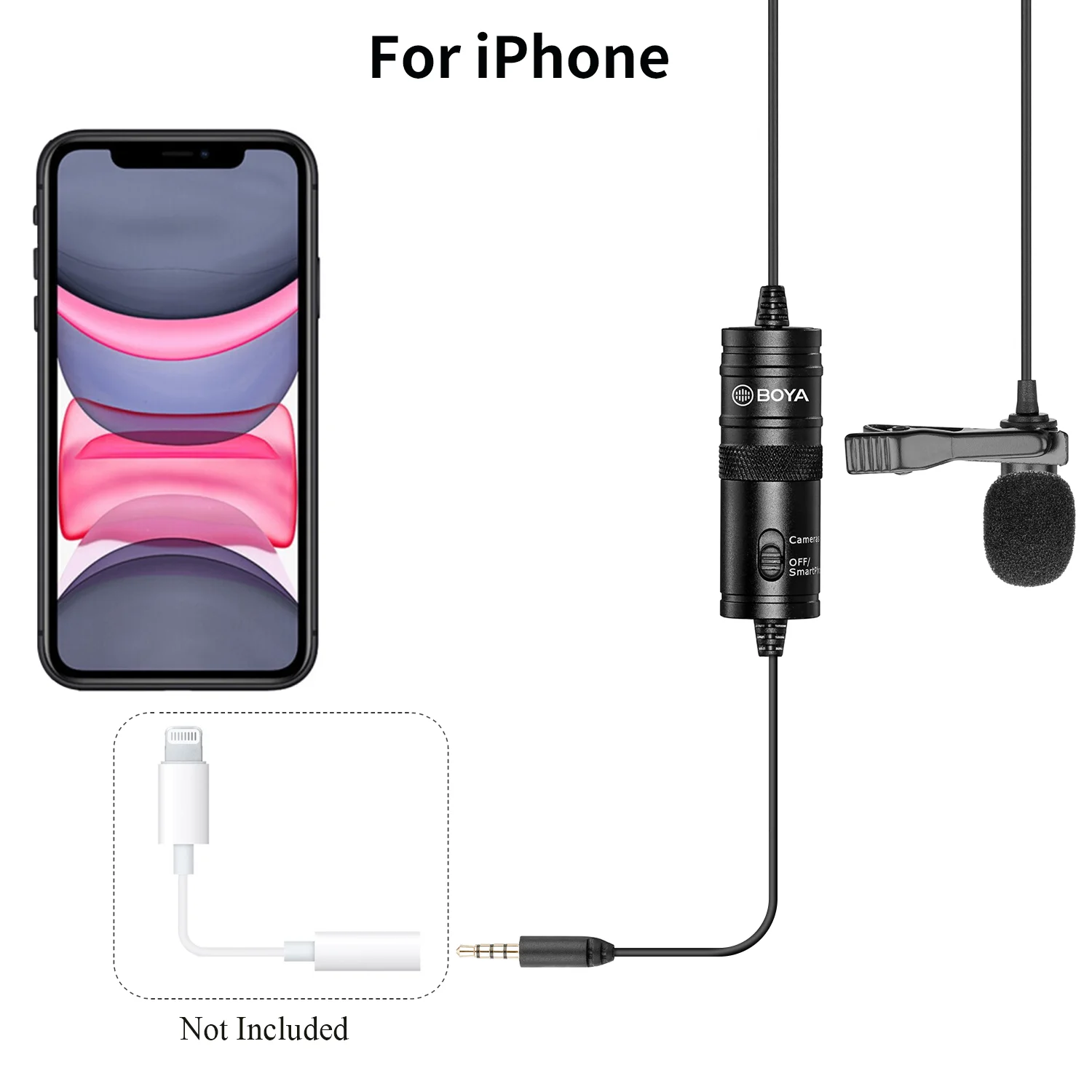 Всенаправленный конденсаторный монитор BOYA BY-M1/M1 PRO/M1DM 6 м петличный микрофон для