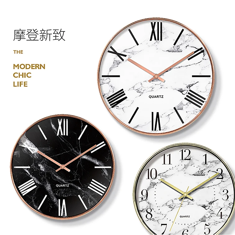 Золотые металлические настенные часы современные большие бесшумные для