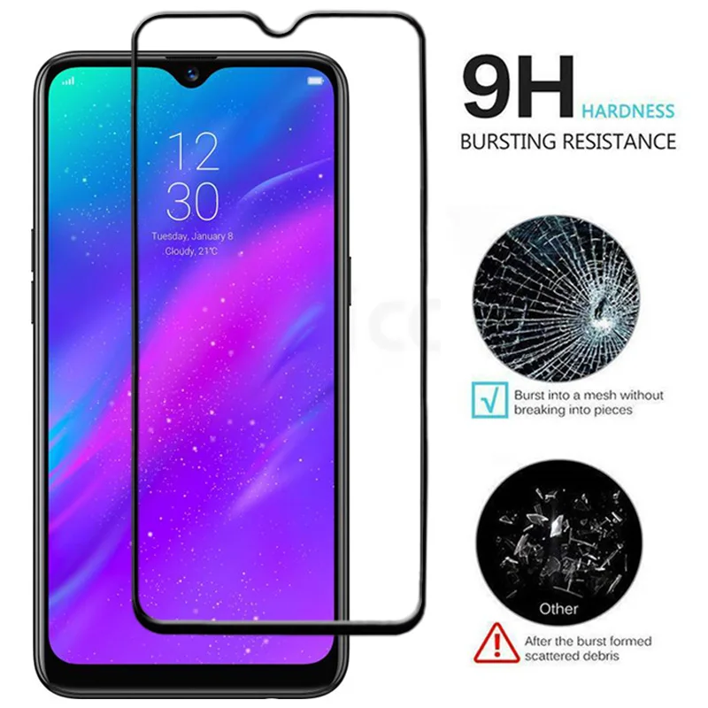 Полностью покрывающее клеем закаленное стекло для Oppo Realme 3 2 шт./лот Защита экрана