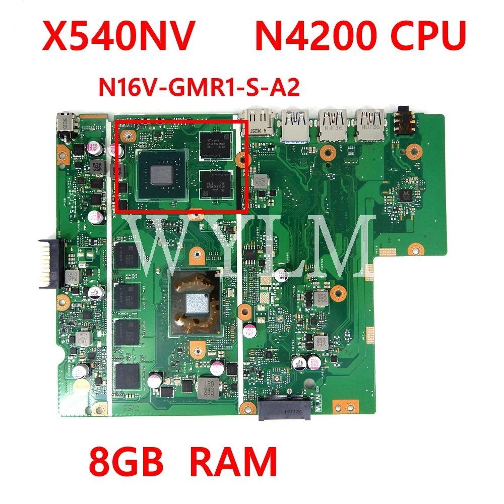 

X540NV N4200CPU With 8GB RAM N16V-GMR1-S-A2 Mainboard REV2.0 For ASUS X540N X540NV Laptop Motherboard 90NB0HM0 Tested Working