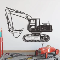 large excavator digger construction building wall sticker kids room playroom heavy equipment wall decal bedroom vinyl home deoc