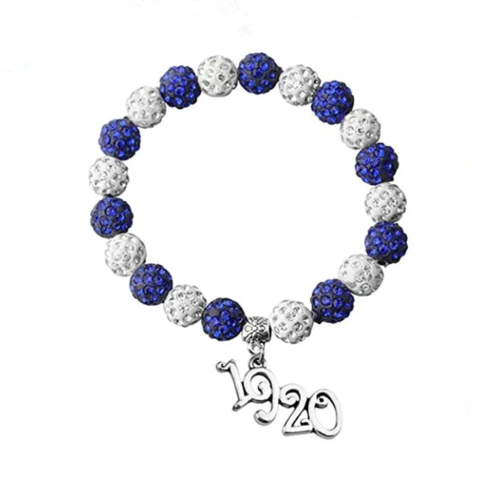 Белые Искусственные бусины греческие буквы тоньше 1920 Zeta Phi Beta Sorority Браслеты